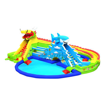 high quality summer huge water bouncy slide with inflatable pool for kids adults