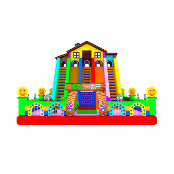 fun colorful inflatable jumping bouncy combo castle slide with clearance for kids
