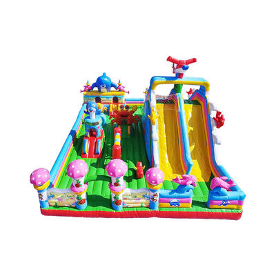 cheap durable inflatable bouncy climbing castle with dry slide for sale