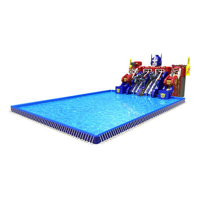 inflatable steel frame swimming pool with water slip and slides for kids adults