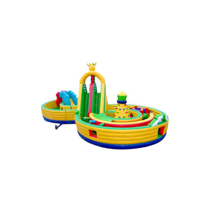 hot sale inflatable 8 shaped slide with obatacle toys for kids adults