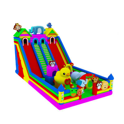 inflatable outdoor colorful bouncer castle with giant slide