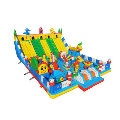 commercial cartoon theme combo slide jumping bounce house inflatable trampoline