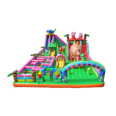 dinosaur park inflatable bouncer castle with giant mini slides and fun maze