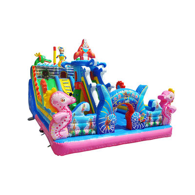 cheap colorful inflatable bouncy jumping castle combo climbing slip and slide for sale