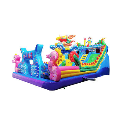 giant fun inflatable castle with combo giant and mini slides in inflatable bouncer house