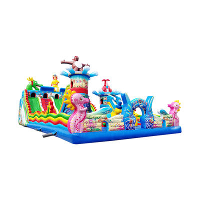 colorful inflatable bouncer castle park amusement playground climbing slides